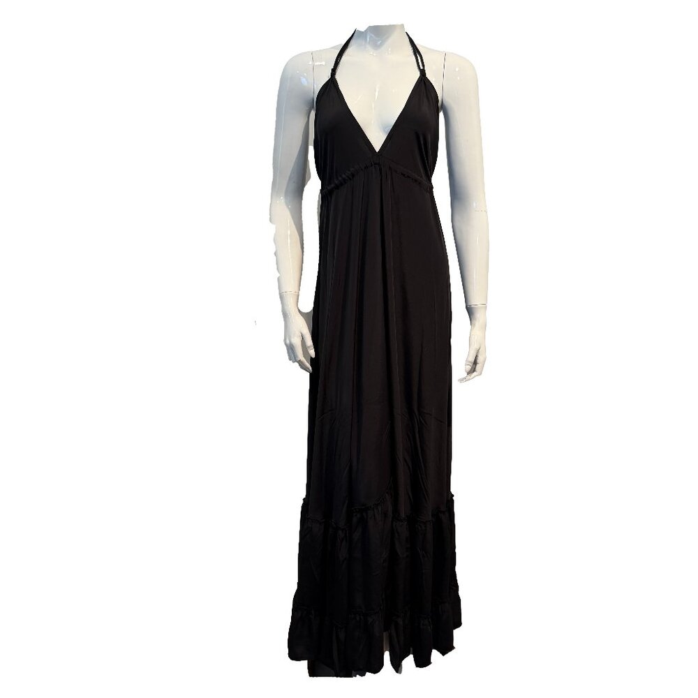 Elegant Black Halter Maxi Dress